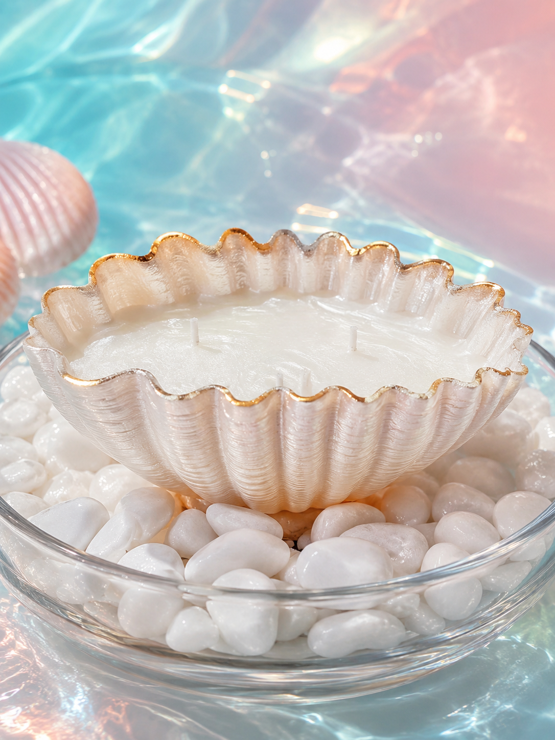 Ocean Life Pearl Shell Candle
